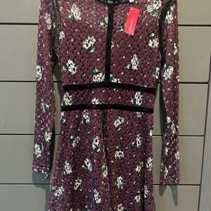 Xhilaration Purple Floral Long Sleeve Dress